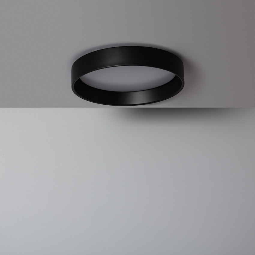 Plafón de Techo LED 20W Circular Metal CCT Seleccionable Ø450 mm Negro Design