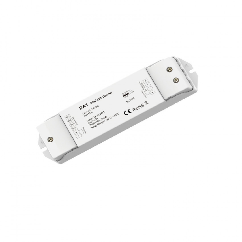 Driver Regulável DALI para Fita LED Monocor Compatível com Pulsador