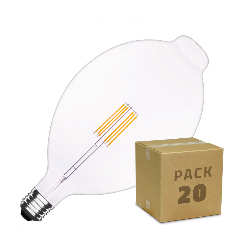 Produto de Caixa de 20 Lâmpadas LED E27 Regulável de Filamento Chest A180 6W Branco Quente 