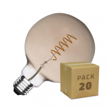 Caixa de 20 Lâmpadas LED E27 de Filamento Espiral Regulável Smoke Supreme G125 4W Branco Quente