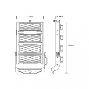 Produto de Foco Projector LED 1000W Stadium Profissional SAMSUNG 170lm/W IP66 INVENTRONICS Regulável 1-10 V