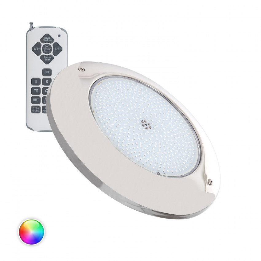 Foco Piscina Superfície LED RGB Submersível 12V AC IP68 Aço Inoxidável 35W