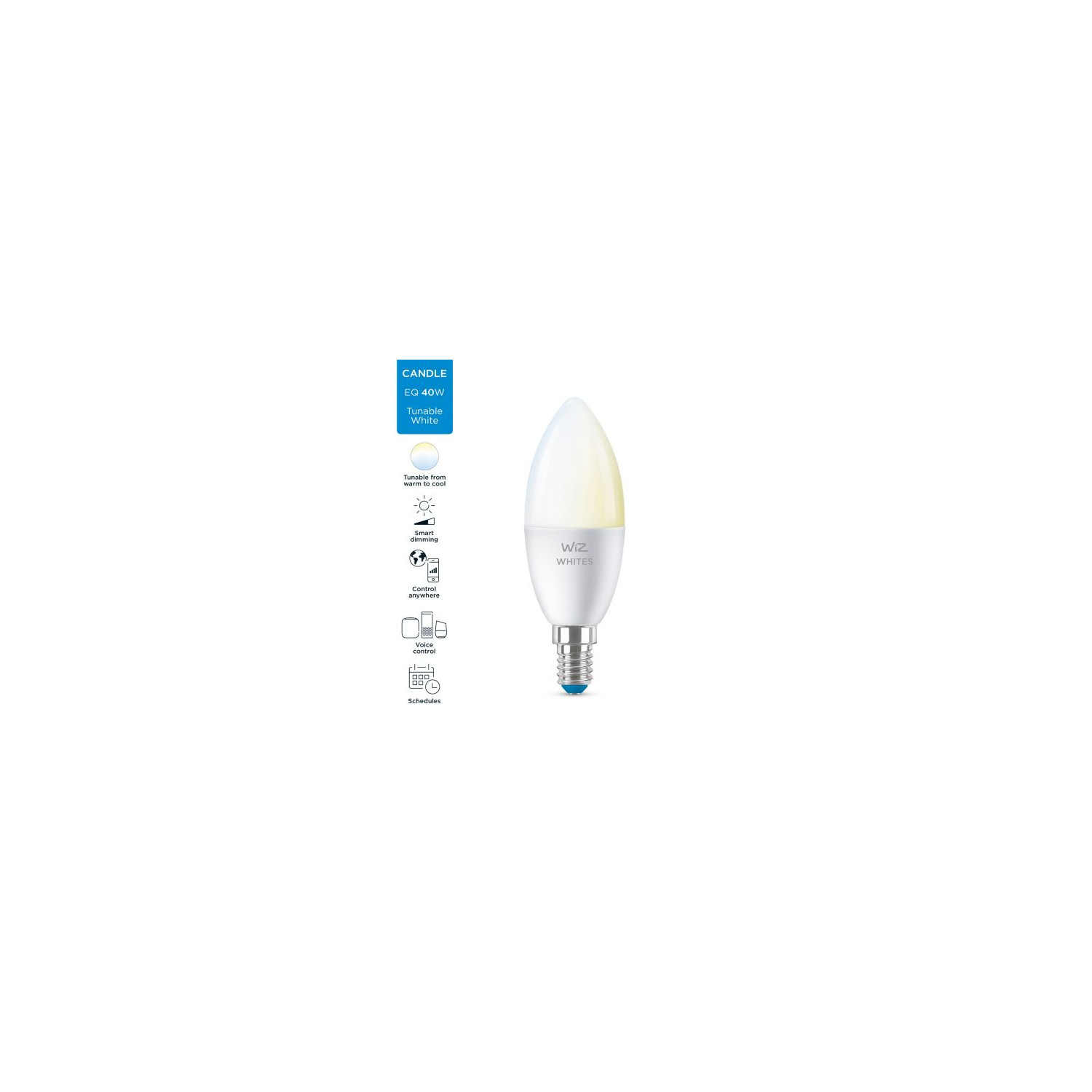Producto de Pack 2 Bombillas Inteligentes LED E14 4.9W 470 lm C37 WiFi + Bluetooth Regulable CCT WIZ