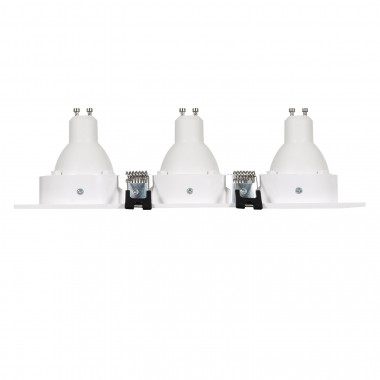 Produto de Aro Downlight  Quadrado Basculante para três lâmpadas LED GU10 / GU5.4 Corte 75x235 mm