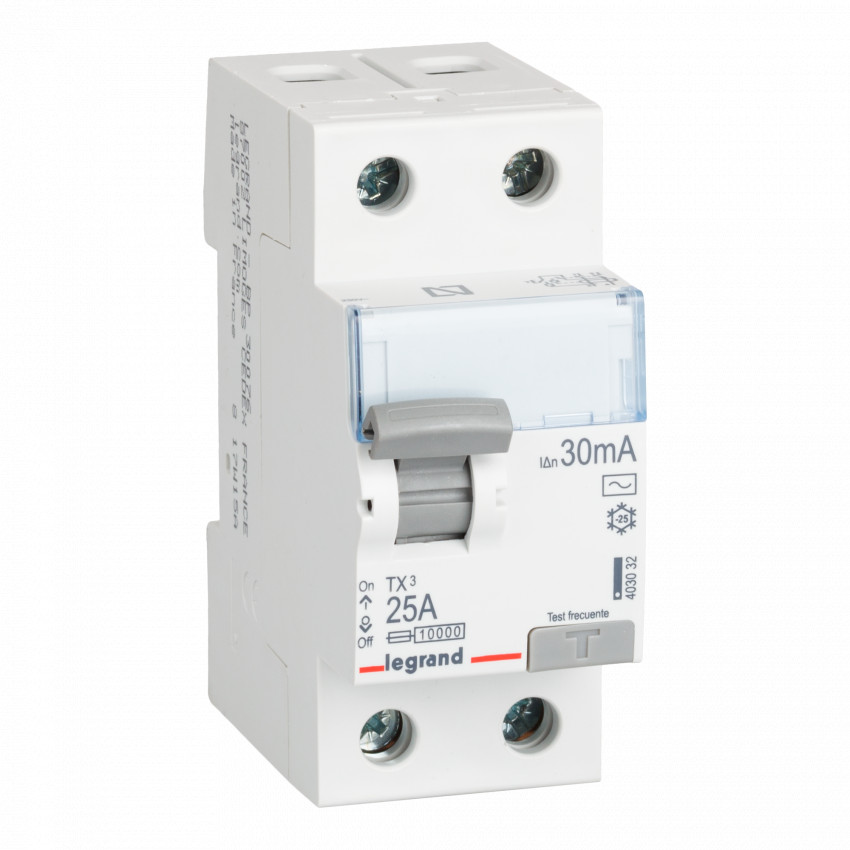 Produto de Disjuntor Diferencial Industrial 2P-30mA 25-40A 10kA Classe AC LEGRAND TX³ 403032