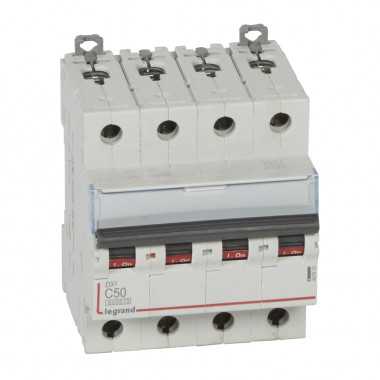Interruptor Magnetotérmico Industrial 4P 50A 10kA Curva C LEGRAND DX³ 407933