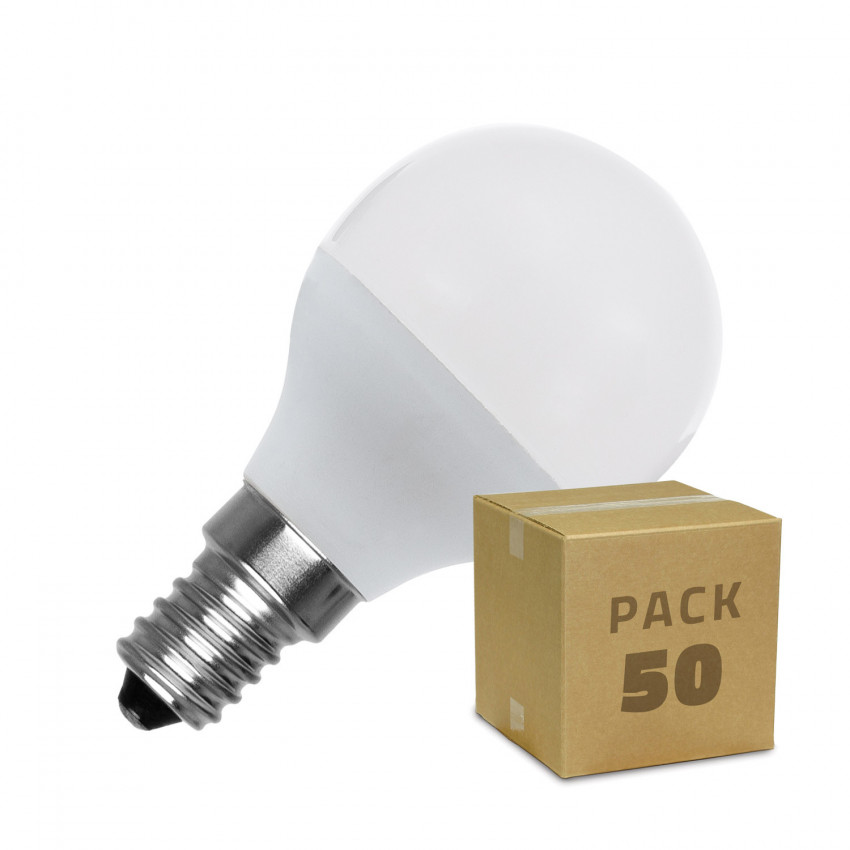 Caja de 50 Bombillas LED E14 G45 5W Blanco Frío