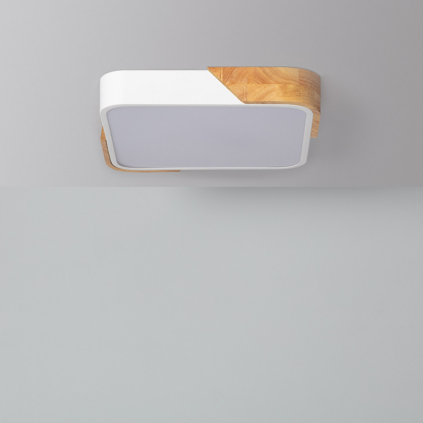 Producto de Plafón LED 18W Cuadrado Madera 325x325 mm CCT Seleccionable Semi-Dari