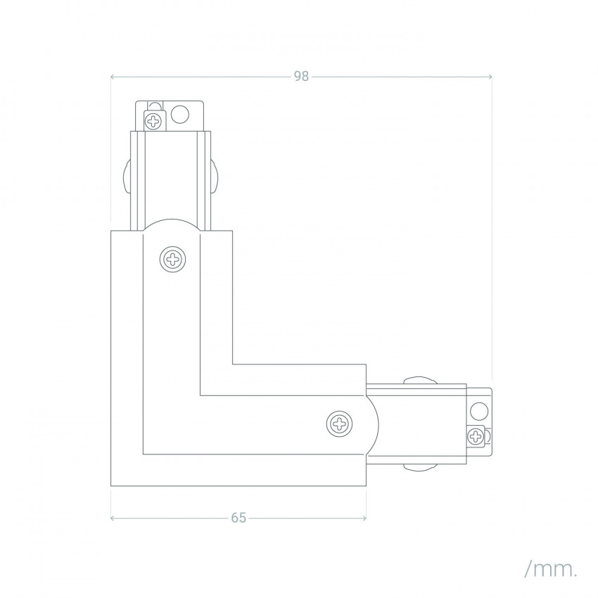 Conector Tipo L para Carril Trifásico 