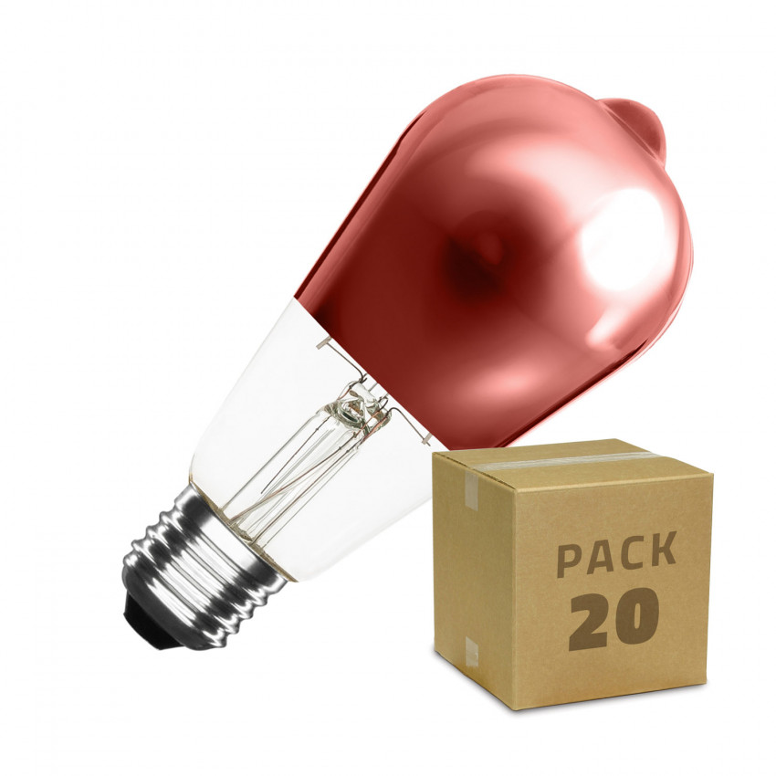 Caja de 20 Bombilla LED E27 Filamento Regulable 7.5W ST64 Copper Reflect Big Lemon Blanco Cálido