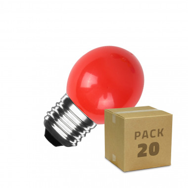 Pack 20 Bombillas LED E27 3W 300 lm G45 Monocolor