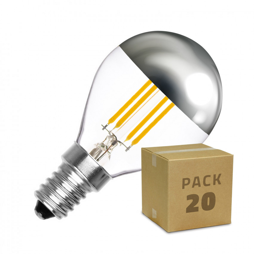 Caja de 20 Bombillas LED E14 Regulable Filamento Reflect G45 3.5W