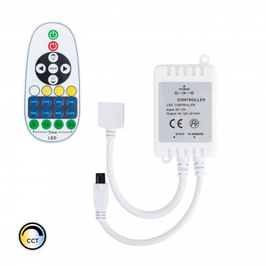 Controlador mini 12/24Vdc para tira LED CCT con mando IR