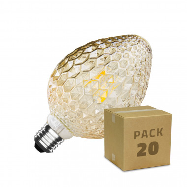 Produto de Caixa de 20 lâmpadas LED E27 Filamento Ananás 6W Branco Quente