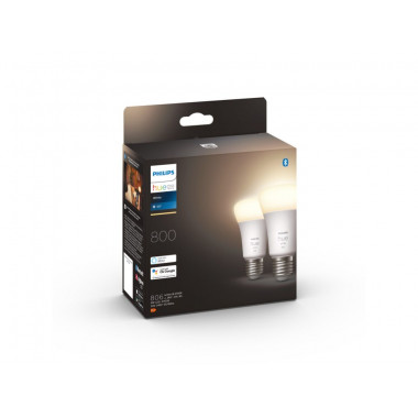 Producto de Pack 2 Bombillas Inteligentes LED E27 9W 800 lm A60 PHILIPS Hue White 