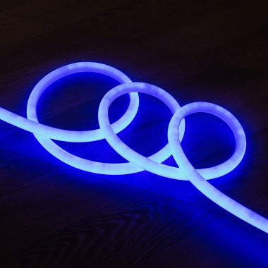 Fita Neon LED Regulável 220V AC 120 LED/m Circular 360 Azul IP67 à Medida Corte a cada 100 cm