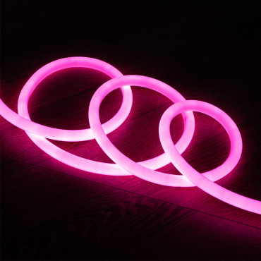Product Fita Neon LED Regulável 220V AC 120 LED/m Circular 360 Rosa IP67 à Medida Corte a cada 100 cm