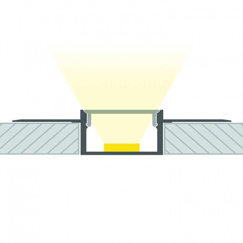 Perfil de Aluminio Integración en Escayola / Pladur para Doble Tira LED hasta 20 mm 