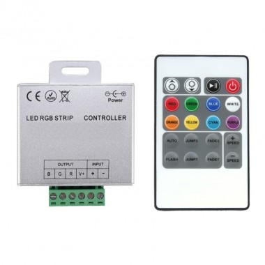 Controlador Regulador Fita LED RGB 12/24V DC com Comando RF