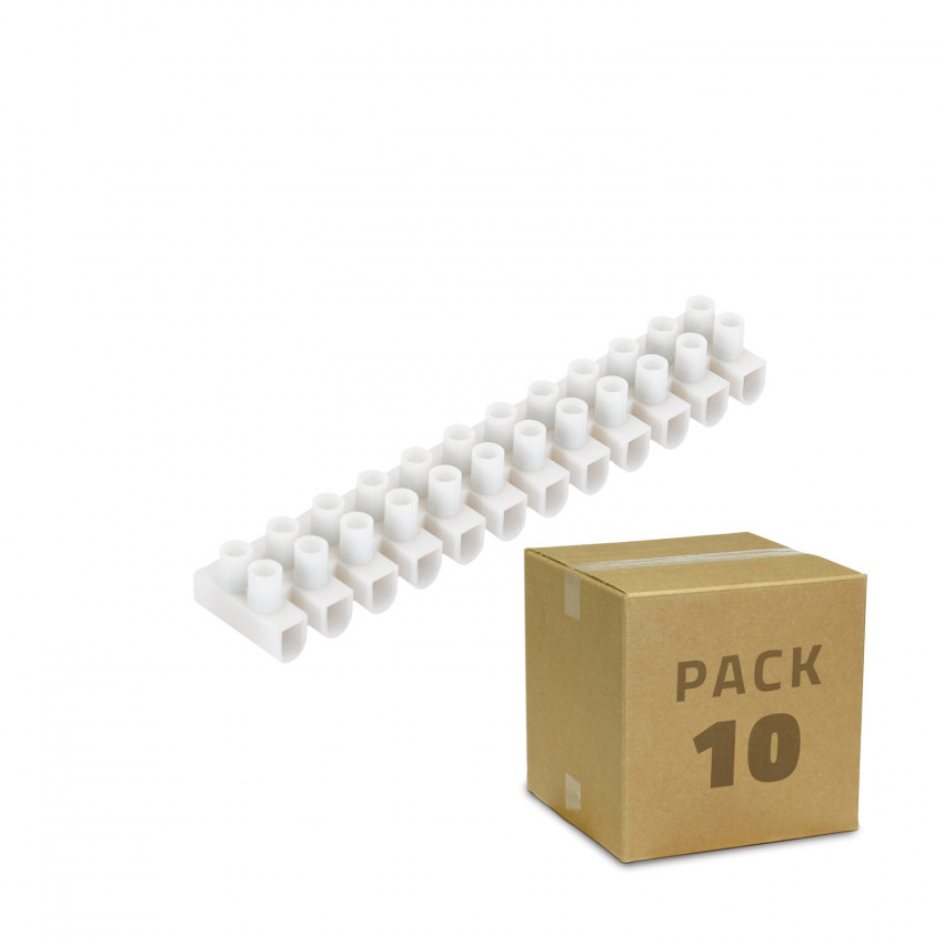 Produto de Pack 10 unidades Bloco de Terminais de 12 Conectores de Cabo Eléctrico Branco