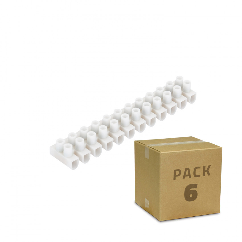 Producto de Pack 6 unidades de Clema Regleta de 12 Conectores de Cable Eléctrico Blanco