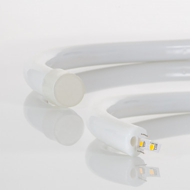 Produto de Rolo Neon LED Regulável 220V AC 120 LED/m 50 m Circular 360 Branco Frio IP67 a Medida Corte a cada 100 cm