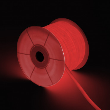 Product Rolo Neon LED Regulável 220V AC 120 LED/m 50 m Circular 360 Vermelho IP67 a Medida Corte a cada 100 cm