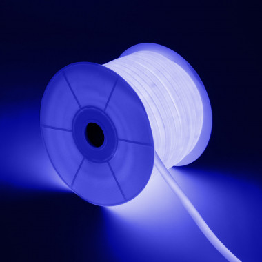 Produto de Rolo Neon LED Regulável 220V AC 120 LED/m 50 m Circular 360 Azul IP67 a Medida Corte a cada 100 cm
