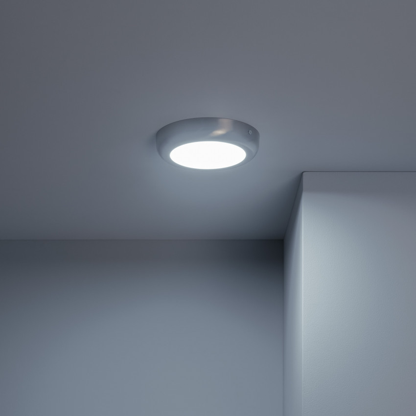 Placa Superfície LED Circular Silver Design 12W