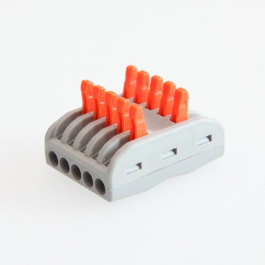 Produto de Pack 5 Conectores Rápido 5 Entradas e 5 Saídas SPL-5 para cabos eléctricos de 0,08-4mm² 