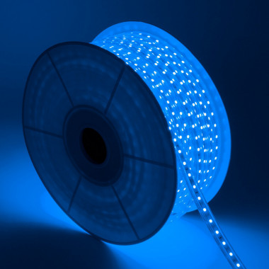 Producto de Bobina de Tira LED Regulable 220V AC 60 LED/m 50m Azul IP65 Ancho 14mm Corte cada 100 cm