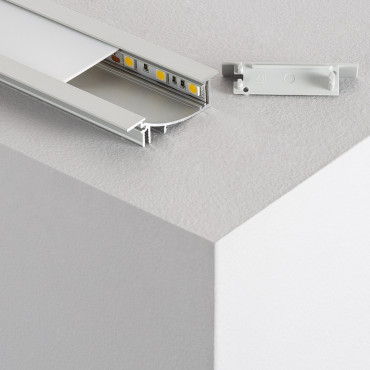 Perfil de Aluminio Empotrable 1m con Luz Difusa para Tiras LED hasta 10 mm  - efectoLED