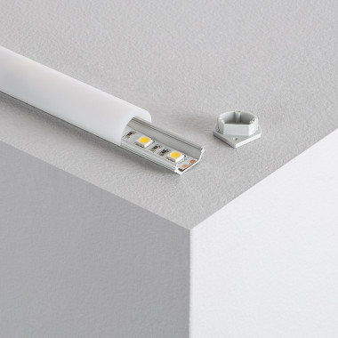 Producto de Perfil de Aluminio Esquina 1m con Tapa Circular para Tiras LED hasta 10 mm