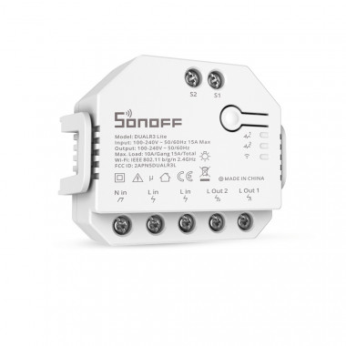 Interruptor WiFi Medidor de Energía Compatible con Interruptor Convencional  SONOFF Dual R3 15A