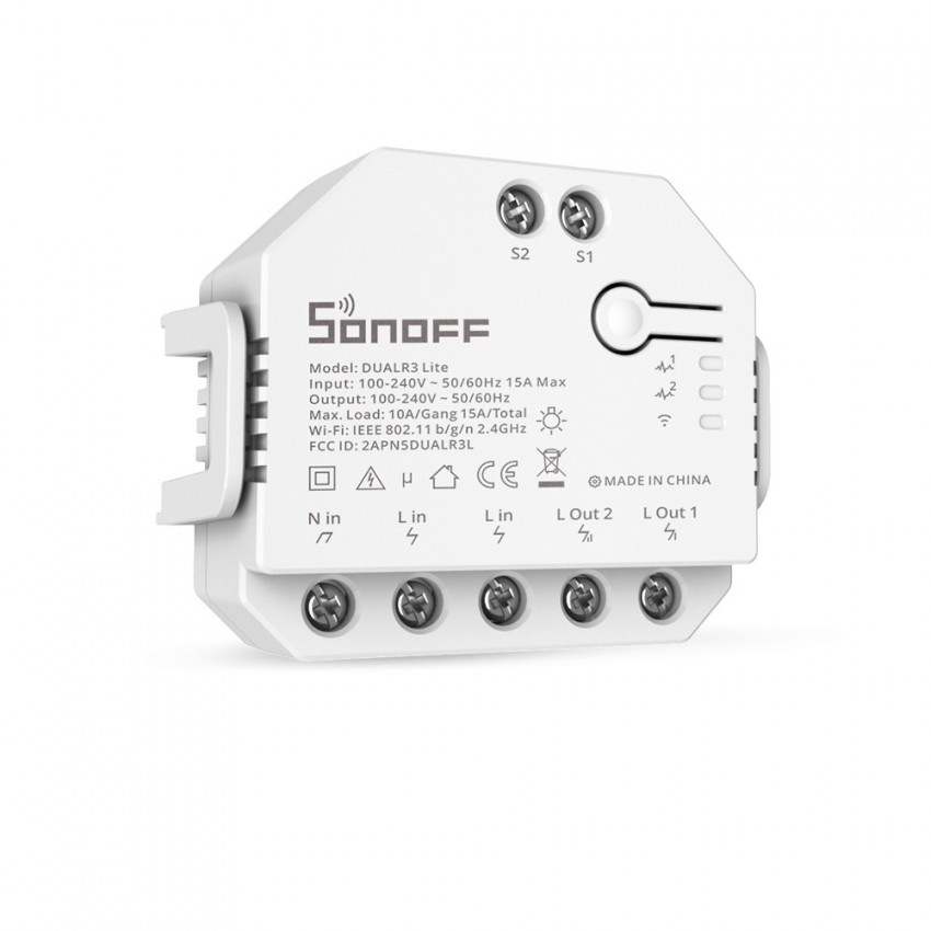 Interruptor Doble Conmutador Smart WiFi SONOFF Dual R3 Lite 15A