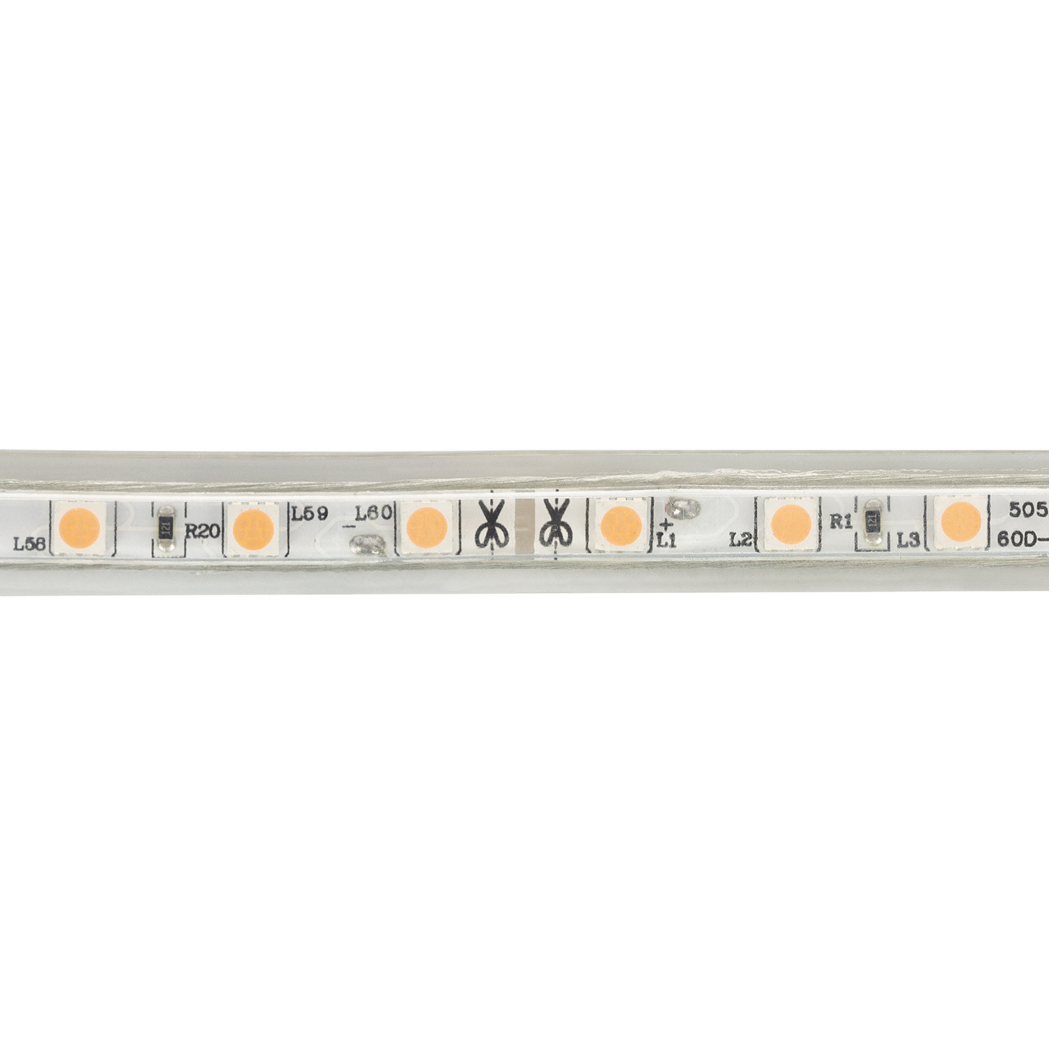 Tira LED 220V AC 60 LED/m Blanco Frío IP65 a Medida Ancho 14mm Corte cada  100 cm - efectoLED