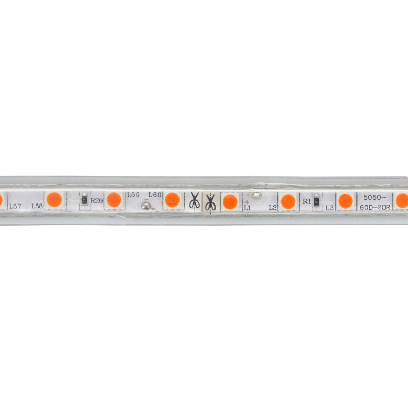Producto de Tira LED 220V AC 60 LED/m Naranja IP65 a Medida Ancho 14mm Corte cada 100 cm