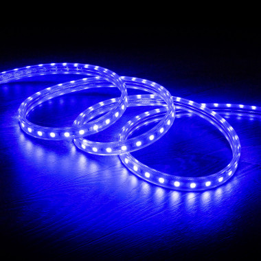 Producto de Tira LED 220V AC 60 LED/m Azul IP65 a Medida Ancho 14mm Corte cada 100 cm