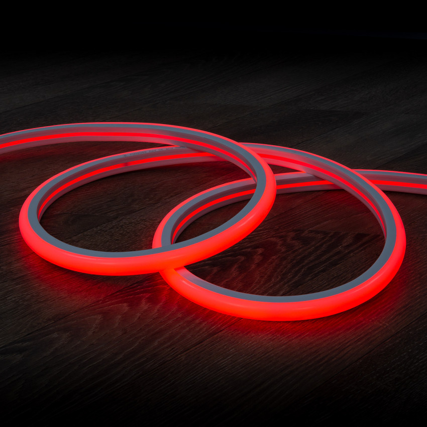 Fita Neon LED 7.5 W/m Regulável 220V AC 120 LED/m Semicircular 180º Vermelha IP67 à Medida Corte a cada 100 cm 