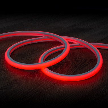 Produto de Rolo Neon LED 7,5 W/m Regulável 220V AC 120 LED/m 50m Semicircular 180º Vermelho IP67 Corte Cada 100 cm
