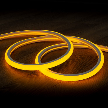 Tira Neón LED 7.5 W/m Regulable 220V AC 120 LED/m Semicircular 180º  Amarillo IP67 a Medida Corte cada 100 cm - efectoLED