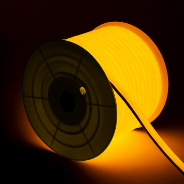 Rolo Neon LED 7,5 W/m Regulável 220V AC 120 LED/m 50m Semicircular 180º Amarelo IP67 Corte Cada 100 cm