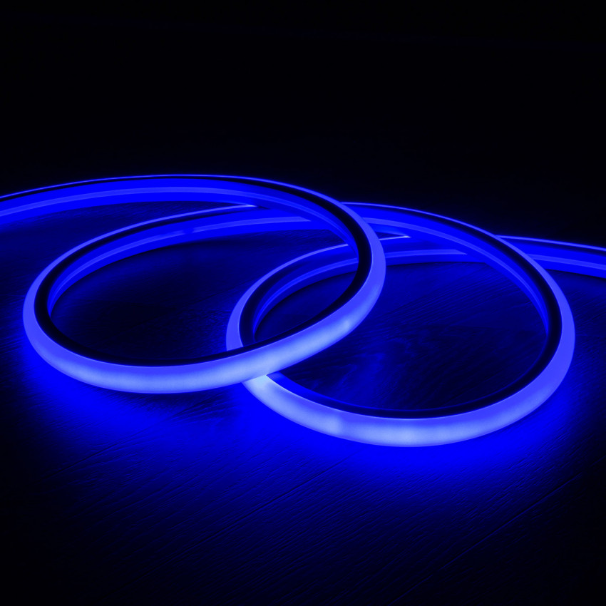 Fita Neon LED 7.5 W/m Regulável 220V AC 100 LED/m Semicircular 180º Azul IP67 à Medida Corte a cada 100 cm 