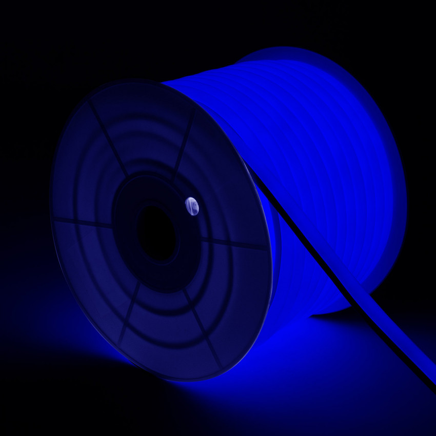 Bobina Neón LED 7.5 W/m  Regulable 220V AC 120 LED/m 50m Semicircular 180º Azul IP67 Corte Cada 100 cm