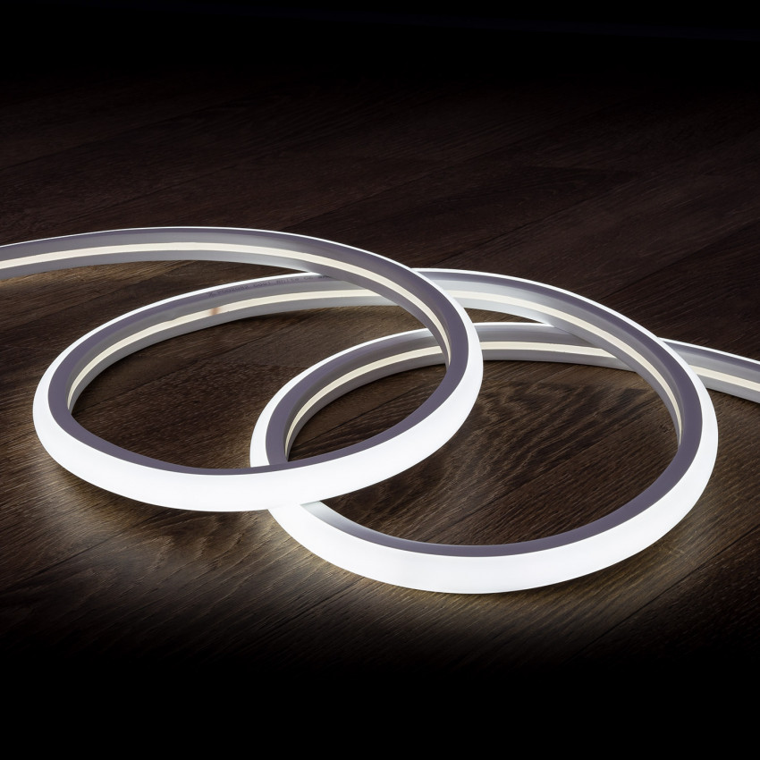 Tira Neón LED 7.5 W/m Regulable 220V AC 120 LED/m Semicircular 180º Blanco Frío IP67 a Medida Corte cada 100 cm