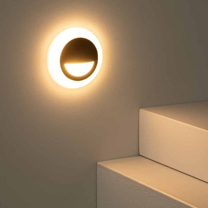 Aplique LED 3W Circular de Aluminio Occulare Negro