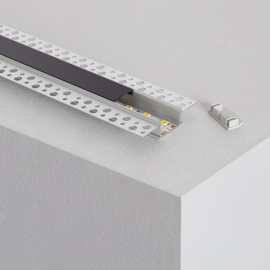 Perfil aluminio para tiras LED empotrable doble tira 26x26mm