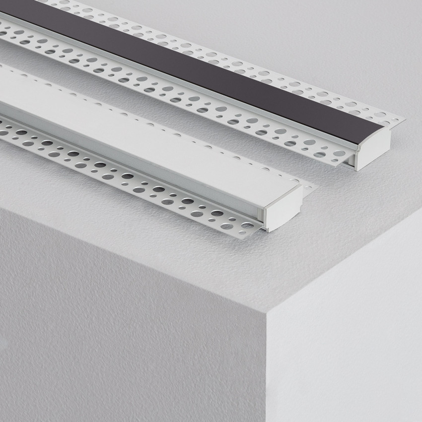 Perfil de Alumínio Integração em Gesso / Pladur para Fita Dupla LED Até 20mm