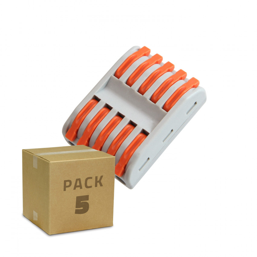 Pack 5 Conectores Rápido 5 Entradas e 5 Saídas SPL-5 para cabos eléctricos de 0,08-4mm² 