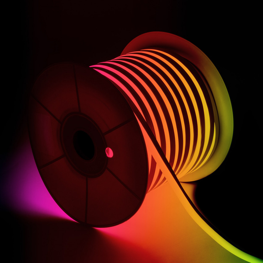 Rolo Neon LED 11 W/m RGB 220V AC 60 LED/m 50m Semicircular 180º IP67 Corte a Cada 100 cm 